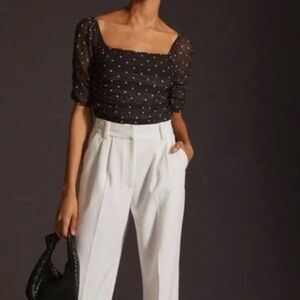 By Anthropologie Shirred Mesh Top